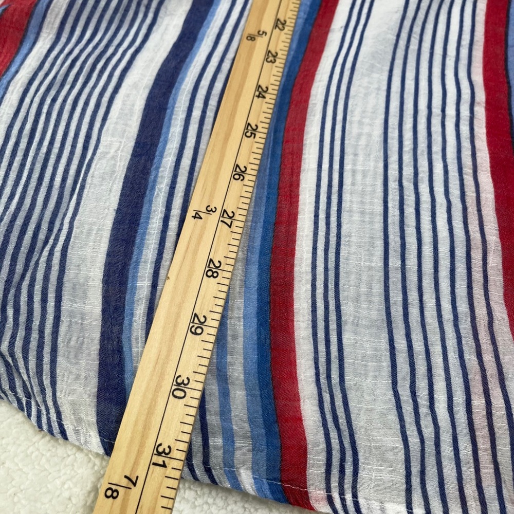 Catherines Womens Red White Blue Striped Tassel V-Neck Tunic Blouse 30/32W - Picture 5 of 5